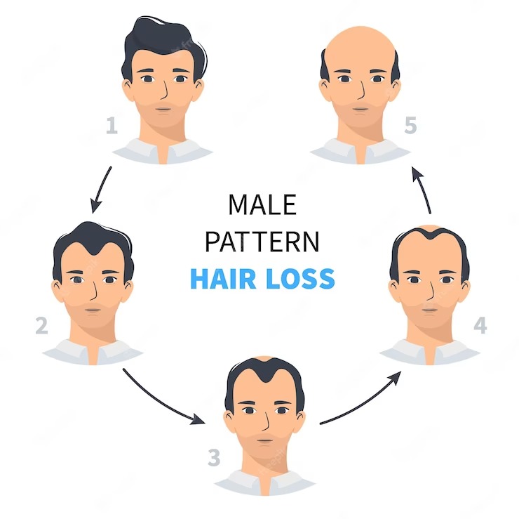 hair loss stages in men, hair fall stages in men, baldness pattern in men, hair replacement centre kolkata and howrah, west bengal